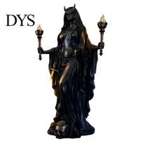 Magical Culture Gift for Collectors Hecate Greek Goddess Statue with Hounds, Fantasy Theme Occult Room Decor Resin Sculpture, Mythological Figurine black