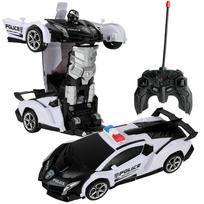 Remote Control Police Car Transform Toys Police Car, Deformation To Robot Transforming Police Car Kids Toys with 360 Degree Rotating, Girls Boys Toys