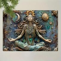 2DSunMoonYogaIronArt Classic Vintage Cast Iron SunandMoon Yoga Meditation Wall Art - 2D Multipurpose Iron Sign, Christmas 20x30cm（7.8x11.8inch） black
