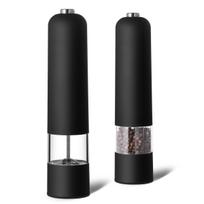Electric Black Pepper and Sea Salt Grinder with Cross-Border Steak Seasoning Jar - Smooth Pepper Grinder Artifact CDN Black - No Tactile Paint