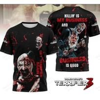 Popular Horror Movie Terrifier 3 3d Print T-shirt Men Women Fashion Casual Short Sleeve Tshirt Kids Tops Tees Halloween Tshirt XXS gray