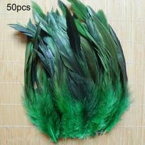 50Pcs 13-20cm Natural Beautiful Cock Rooster Tail Feathers 50 Pcs žalia