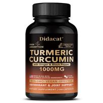 Didacat Turmeric Curcumin 1000MG with Ginger & Black Pepper, 120 Capsules Joint Support Supplement 120PCS black