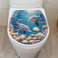 Vandenyno Delfino Kriauklės Vonios Tualeto Lipdukai Dekoratyviniai Sienų Lipdukai (as the picture,35*39CM/fun-m317)