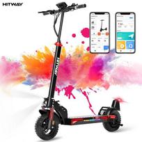 HITWAY sulankstomas elektrinis paspirtukas - 10  pripučiami ratai - Maksimali galia 1200W - APP - 48V15.6Ah baterija - Juoda&Raudona