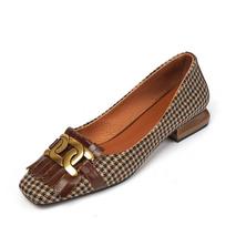Fashion 2025 Spring Summer Fashion Women Loafers Low Heels Boat Shoes Square Toe Dress Shoes Metal Decoration High Heels Shoes Women 4