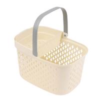 For Bathroom Kitchen Camp Gym Plastic Organizer Basket With Handles Drainage Toiletry Bin Stackable Storage Basket smėlis