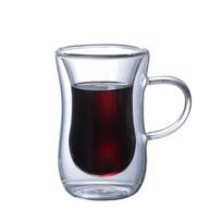80/220/260/360ML Dvisienis stiklinis puodelis Kūrybingas skaidrus nuo plikymo karščiu, šilumą izoliuojantis vandens puodelis, pieno, citrinos sulčių, kavos puodeliai 300ML gray