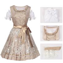 Women's Oktoberfest Costume Dress with Lace,  Retro Bavarian for Stage Performance and Party M