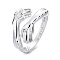 1pcs Simple And Stylish Versatile Two Handed Hug Ring, Adjustable Ring Opening For Couples, Personalized Couple Pairing Ring