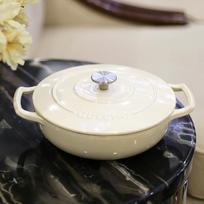 26cm Enameled Cast Iron Dutch Oven 3 Quart Heavy Soup Pot Casserole Dish For Bread Baking And Stew Kitchen Nonstick Braised Pot white