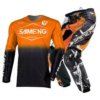 Vaikiški motokroso marškinėliai, kelnės, žali, juodi, 3, 4, 5, 6, 7, 8, 9, 10 metų, visureigių kostiumas, mėlynas, oranžinis, enduro, krosas, berniukas ir mergaitė. S-20 orange