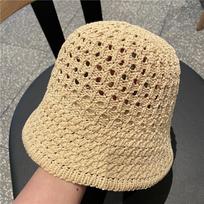 Solid Color Hollow Out UV Protection Sun Visor Bucket Hats Beach Cap Women Straw Hats Sun Hat