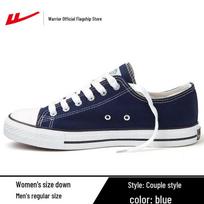 2026 Spring Warrior Low-Top Canvas Shoes: Black & White Casual Sneakers for Men & Women with Thick Soles Size 36