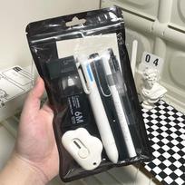 Multifunctional Stationery Set,Sticky Note,Acrylic Pen,Utility Knife,Correction Tape,Eraser,Pencil,Gel Pen,Student Stationery gray