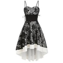 Women Vintage High Grade Cami Bandage Lace Up High Low Dress Party Dress fashionpoint S