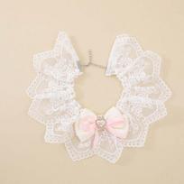 Cat Princess Style Lace Scarf, Dog Drool Towel, Heart-shaped Bow, Plush Cat Scarf, Pet Accessories S