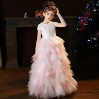 Girls Lace Beaded Princess Dress White Girls Dress Teen Flower Girl Dress Children Elegant Dress Christmas Dress/Customizable 90
