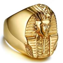 Nerūdijančio plieno gotikinis senovės Egipto Egipto faraono statulos žiedas vyrams Pankroko šaunūs dviratininkų žiedai 10