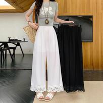 2026 Summer Plus Size Women's Lace Trim Wide-Leg Pants 3XL