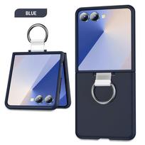 Shockproof Armor With Ring Holder Phone Case For Galaxy Z Flip 7 6 5 4 3 For Samsung Z Flip7 ZFlip7 flip6 5G Hard PC Back Cover Galaxy Z Flip7 tamsiai mėlyna spalva
