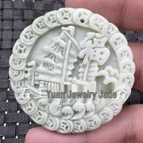 Emerald Green Guanyin Buddha Dragon Jade Pendant - Heart-Shaped Jade Stone for Car or Necklace gray