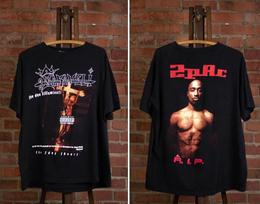 Vintage 2pac 90s Makaveli Rip Rap Tee Tribute Shirt Black S brown