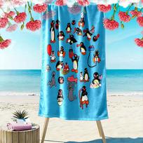 PINGU Print Beach Towel, Large Soft Quick Dry Towel for Beach Camping Swimming 70cmx140cm(27x55inch)