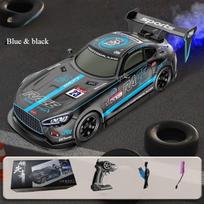 Nuotolinio valdymo automobiliai RC Drift Car 2,4 GHz didelio greičio lenktyninis sportinis žaislinis automobilis su LED lemputėmis, lenktyniniais ir dreifuojančiais ratais mėlyna/juoda