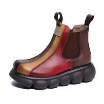 2024 Žiemos Storo Pado Spalvoti Storo Pado Batai Moterims Kasdienio Retro Etninio Stiliaus Dideli Batai Botas De Invierno Para Mujer 37 ruda