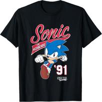Sonic The Hedgehog '91 Epas Bėgimas Sportinio Stiliaus Logotipo Marškinėliai XXXL juoda