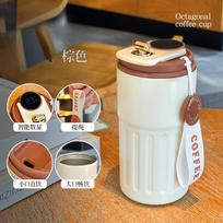 1Pc  Thermos Bottle Smart Display Temperature 316 Stainless Steel Vacuum Cup Office Coffee Cup Business Portable Thermal Mug brown