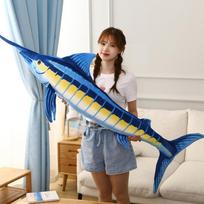 140cm Huge Simulation Bluefin Tuna Plush Toys Stuffed Gentle Blue Marlin Makaira Mazara Plush Pillow Fish Toys Innovative Decoration 60cm