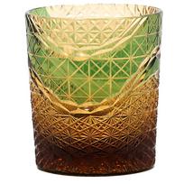 240Ml Edo Kiriko Hand Cut Rocks Glass Colored Chrysanthemum Design Whiskey Tumbler With Gift Box Old Fashioned Barware 240ml