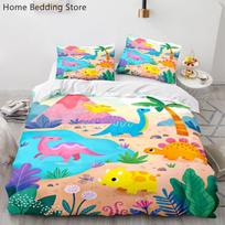 Cartoon Sea Animals Bedding Sets Soft Polyester Kids Boys Bed Linen Queen King Full Single Size Dinosaur Duvet Cover Sets Gifts cot size 70x133cm