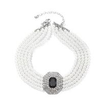 Imitation Pearl Pearl Multilayer Necklace Charm Women Choker Fashion Rhinestone Necklace  Girls juoda
