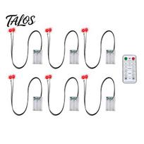 LED akys su 8 apšvietimo režimais 6 vnt. Helovino šviečiantis laikmatis ir nuotolinio valdymo pultelis, vandeniui atsparūs dekoratyviniai šviestuvai Skeleto akys, Baisus „pasidaryk pats“ kaukėms, raudona