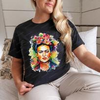 Women's Frida Kahlo T-Shirt Casual Mexican Painter Art Graphic Tee Vintage Watercolor Streetwea S
