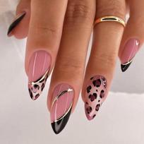 Leopard Print Press On Nail Reusable False Nail With Multiple Size Easy Application ABS Artificial Nail 1Box/24pcs 1 brown