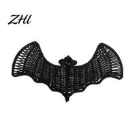 Halloween Bat Decorations Woven Rattan Wall Hanging Decoration, Handcrafted Black Wicker Bat, Decor 3D Scary Rustic Farmhouse for Door Mantel juoda