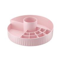 360 laipsnių besisukantis makiažo organizatorius, kosmetikos laikymo dėžutė su makiažo šepetėlių laikikliu, apvalus tualetinis organizatorius odos priežiūros priemonėms, kvepalams, losjonams