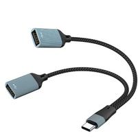 Two USB C Port Expansion Adapters OTG Hubs For Laptop Smartphone Supports 480Mbps Transfer 1.5A Charging