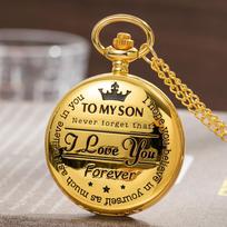 TO MY SON Engraved Gold Pocket Watch auksas