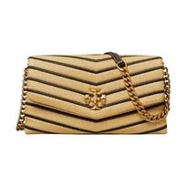 Tory Burch Kira Metal Double T Logo Herringbone Pattern Detachable Shoulder Strap Woven Leather Shoulder Crossbody Chain Wallet Women wallet 88030-270 Basic Set (Bag+Dust Bag)