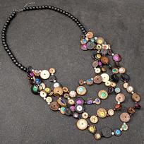 Bohemian Ethnic Necklace Women's Black Wood Bead Chain Retro Personality Long Necklace Handmade Jewelry Collar
