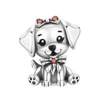 Panpoki Copper Cute Bow Dog Animal Pet Bead Genuine Pendant Bracelets Charms Jewellery Party DoItYourself Trendy Gift