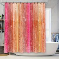 Wood Grain Shower Curtain 3D Printed Waterproof Bathroom Decor In Pink Orange Colors W60H190(CM)-1 Pcs