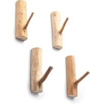 Wood Tree Branch Wall Hooks, Wall Mounted Wooden Coat Hooks, Rustic Decorative Adhesive Hooks, Key Holder, Towel Rack, Pack Of 4 (width 2.5cm-3cm)
