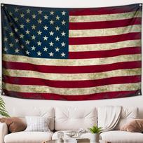 Gobelenas su Amerikos vėliava vintažinis retro plakatas JAV 75x100 juoda
