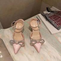Women's High Heels  New Womens Shoes Fine High Heels Party Prom Shoes Crystal Bow Satin Summer Zapatos Para Mujeres 40 rožinė